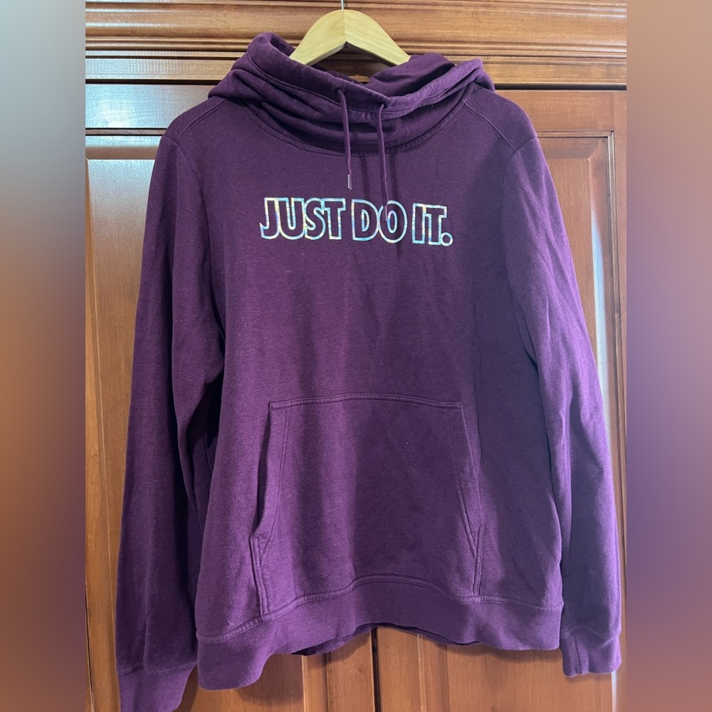 Nike Deep Plum Funnel Neck Hoodie Size XL